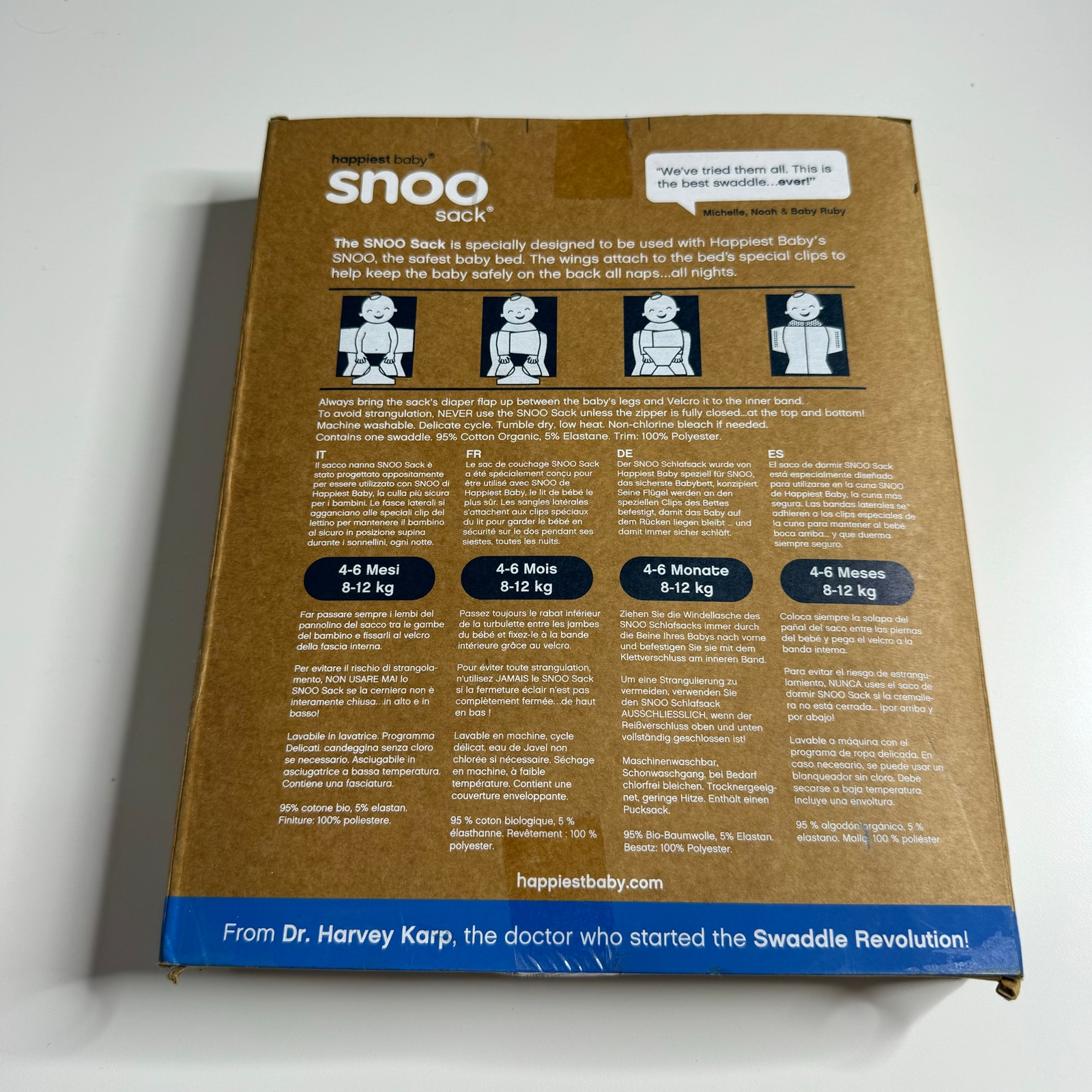 Nwt Happiest Baby 100% Organic Snoo Sleep Sack Stars Gray Large 4/6 Months — image 3 of 3
